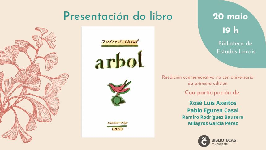 Imaxe da portada do libro acompañada de texto coa información do evento