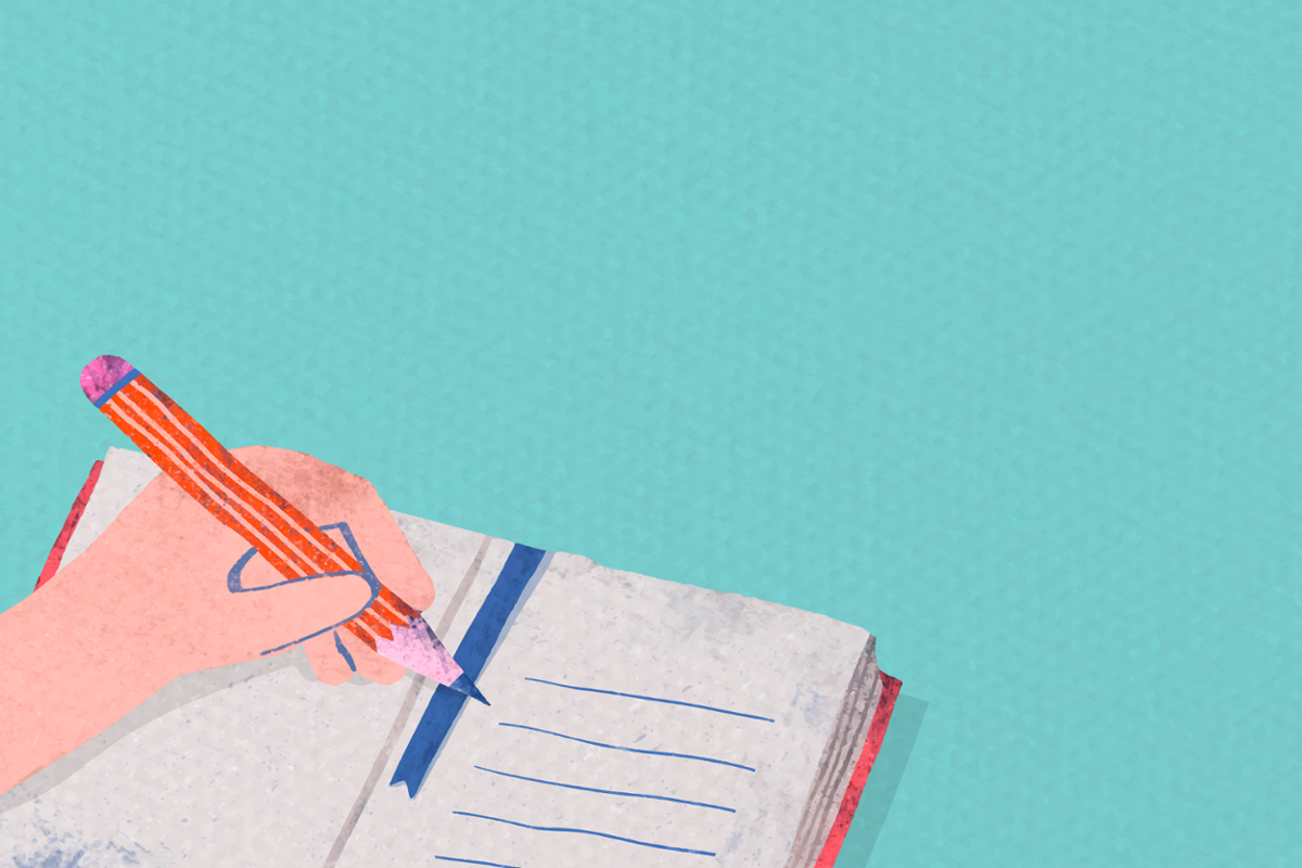 Ilustración de lápiz en cuaderno