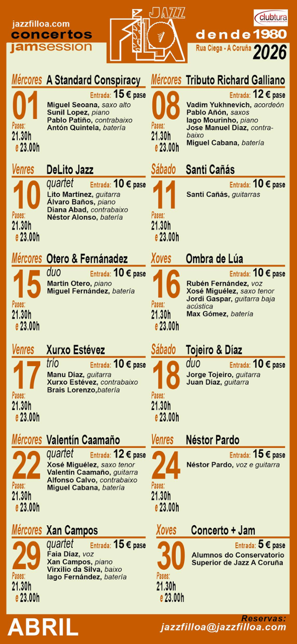 Cartel cos concertos do mes