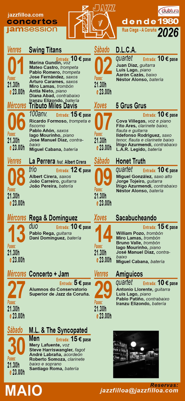 Cartel cos concertos do mes