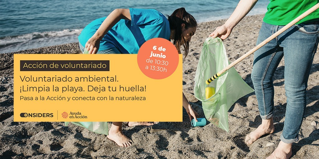 cartel voluntariado ambiental. Limpa a praia